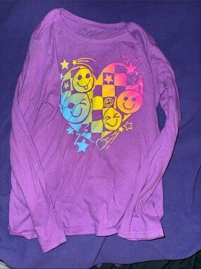 The Children's Place Purple Long-Sleeve Tee with Rainbow Smiley Heart